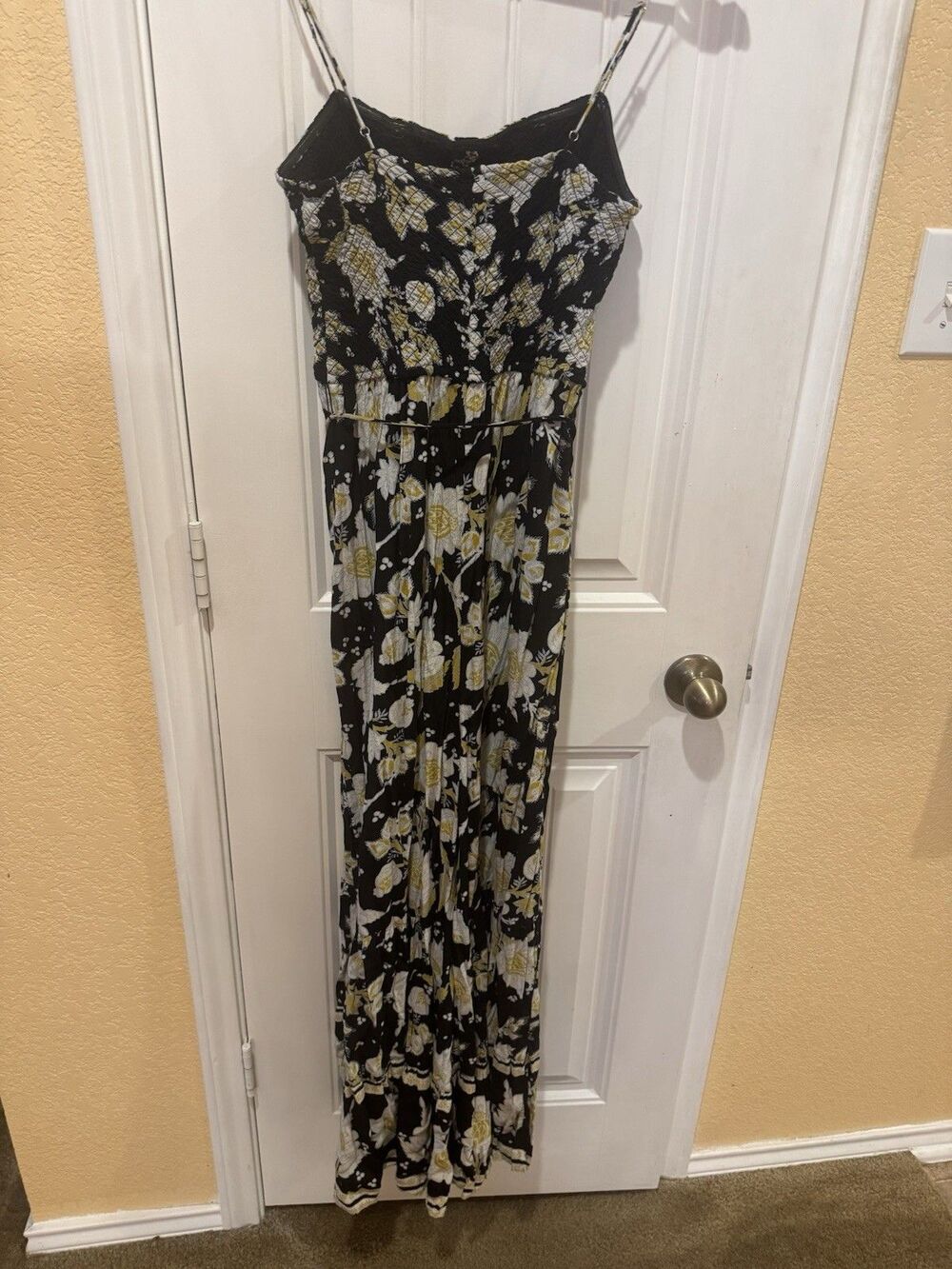 Free People Little of Your Love Jumpsuit Moonless Combo Floral Wide Leg Size M